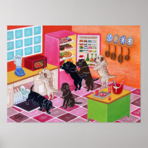 Póster Obra de Labrador Kitchen Fiesta