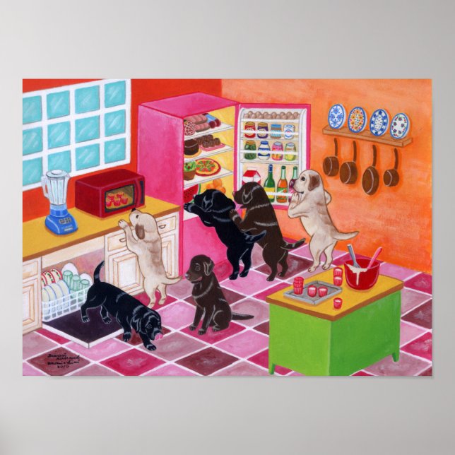 Póster Obra de Labrador Kitchen Fiesta (Frente)