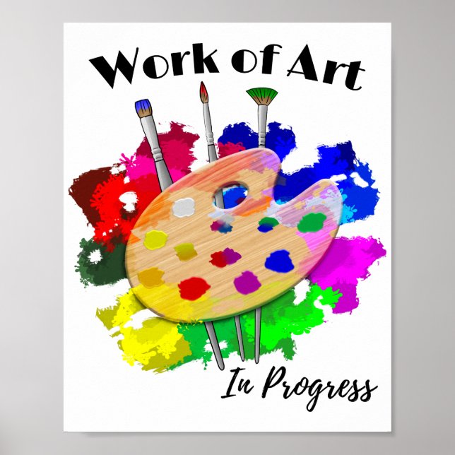 Póster Obra De Pinceles De Paletas De Artistas En Curso (Frente)