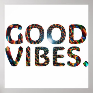 Póster Obra de texto colorida de 'Good Vibes'
