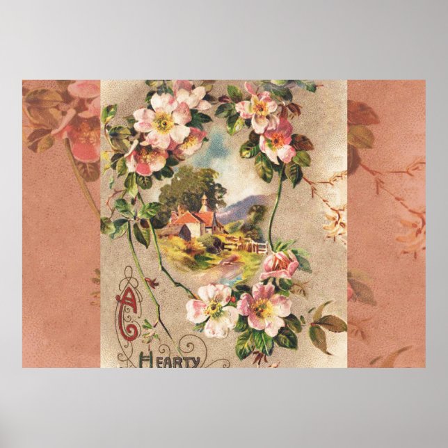 Póster Obra de Vintage Happy Birday Card (Frente)