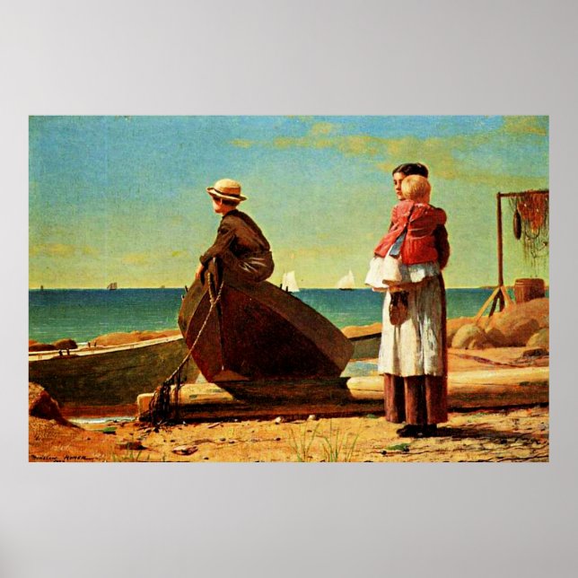 Póster Obra de Winslow Homer, papá viene (Frente)