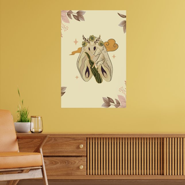 Póster Obra gráfica mística, polilla beige (Salón 2)