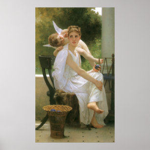Póster Obra interrumpida por Bouguereau, retrato Angel
