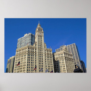 Póster Obra maestra del art déco, el edificio de Wrigley