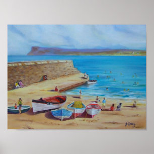 Póster Obras de pintura al óleo del puerto de Ballycastle