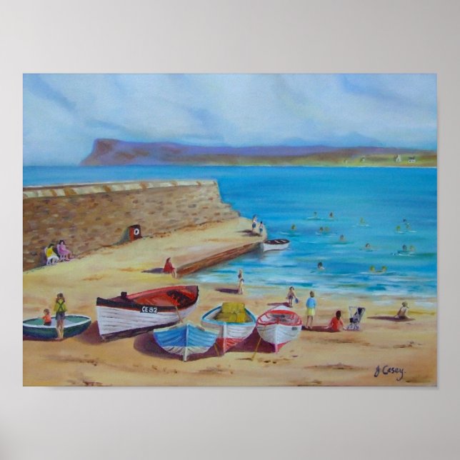 Póster Obras de pintura al óleo del puerto de Ballycastle (Frente)