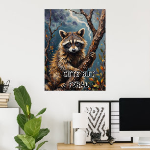 Póster Observador de bosques: Raccoon en una capa