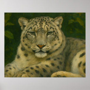 Póster Observador silencioso - Leopardo de la nieve con l