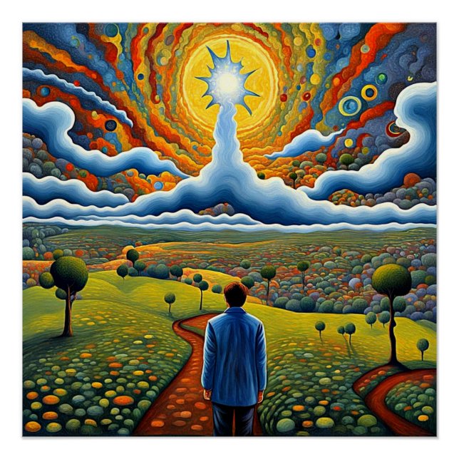 Póster Observando Explosión Celeste (Anverso)