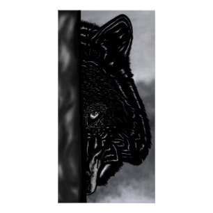 Póster Observando sin miedo: bosque de lobos dibujado a m