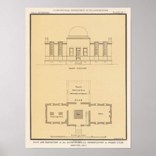Póster Observatorio astronómico, Ogden, Utah (Frente)