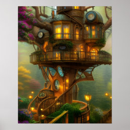 Póster Observatorio Steampunk Treehouse