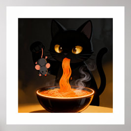 Póster Obsidian Cat & Daring Mouse – Midnight Ramen Feast