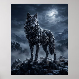 Póster Obsidiana Lobo Cresta de Medianoche