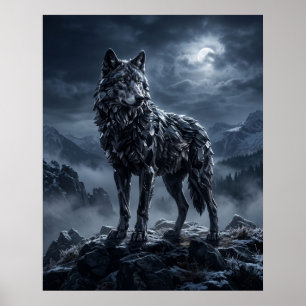 Póster Obsidiana Lobo Cresta de Medianoche