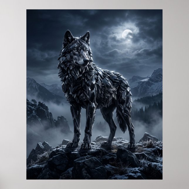 Póster Obsidiana Lobo Cresta de Medianoche (Frente)