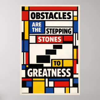 Póster Obstáculos Peldaños Mondrian Tipografía