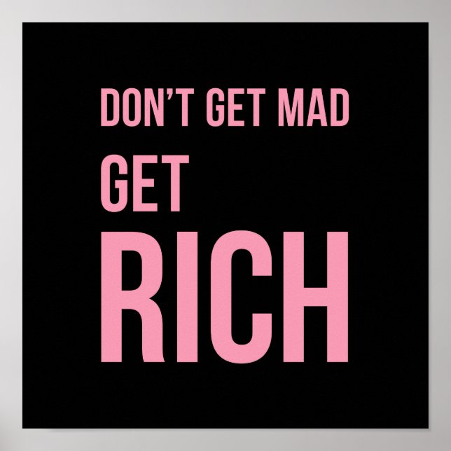 Póster Obtén citas de dinero rico Poster negro rosado (Frente)