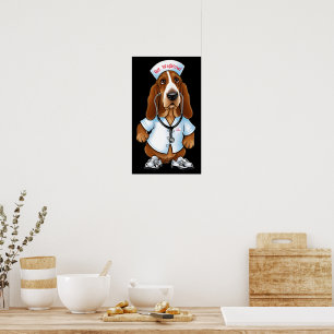 Póster Obtén Wellhowl basset hound en equipo de enfermerí