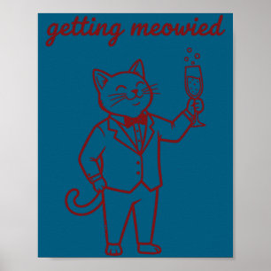 Póster Obteniendo divertida boda de gato nupcias novio no
