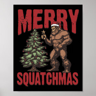 Póster Occidente retro Merry Squatchmas Funny Bigfoot San