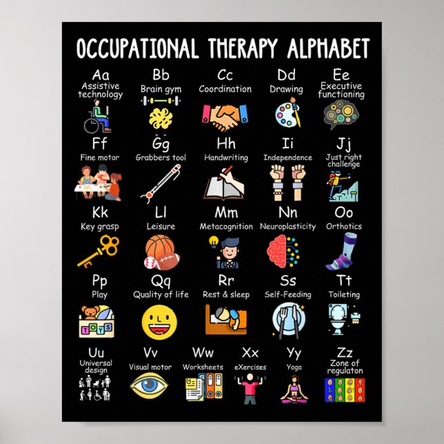 Póster Occupational Therapy Alphabet Ota Funny Teacher Lo (Frente)