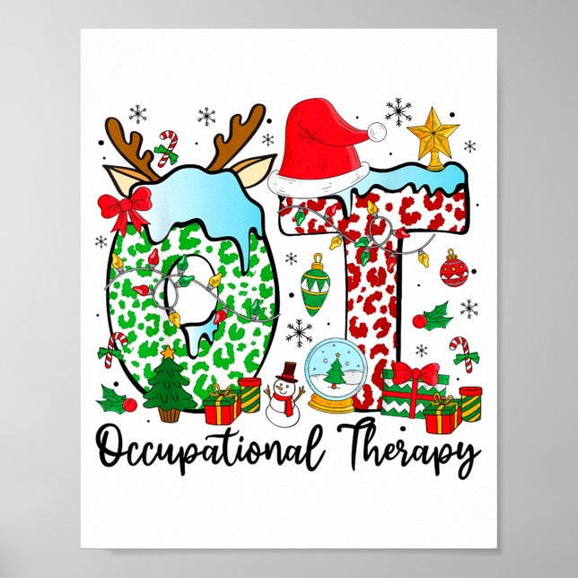 Póster Occupational Therapy Christmas Lights Santa Hat Ot (Frente)