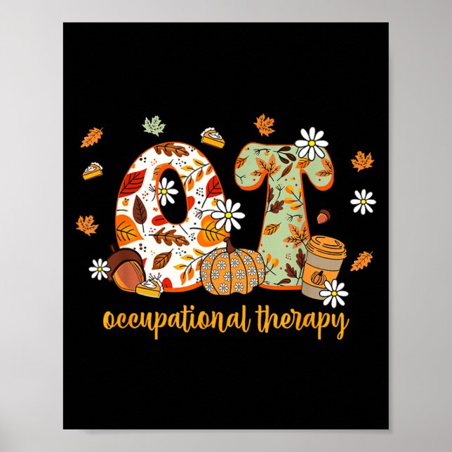 Póster Occupational Therapy Fall Ot Ota Autumn Thanksgivi (Frente)
