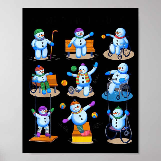 Póster Occupational Therapy Ot Christmas Funny Snowman Xm (Frente)