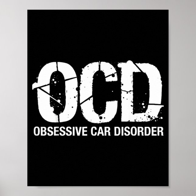 Póster Ocd Obsessive Car Disorder Funny Lover Garage Guy  (Frente)