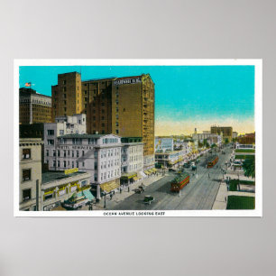 Póster Ocean Avenue Hacia El Este, Long Beach