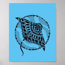 Póster Ocean Blue Manta Ray