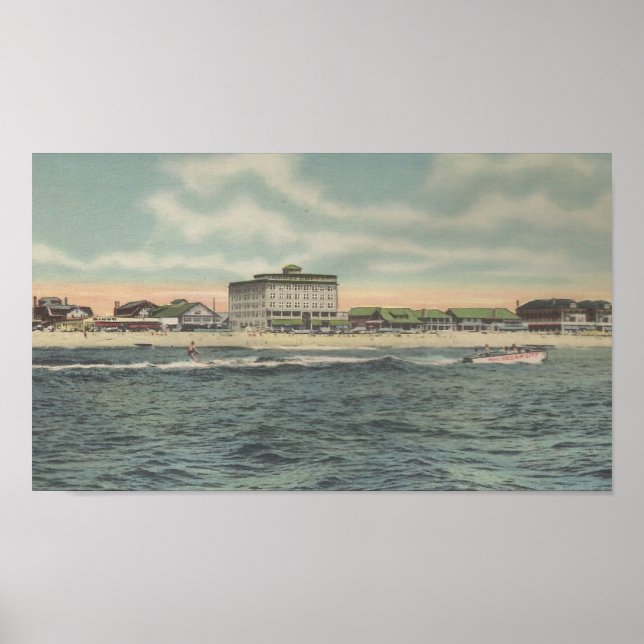 Póster Ocean City 1950, deportes acuáticos MD (Frente)