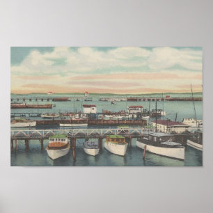 Póster Ocean City 1950, MD Charter Fishing Boat Dock