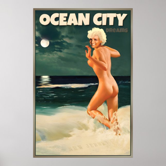 Póster Ocean City Costa de Nueva Jersey Marilyn Monroe Lu (Frente)
