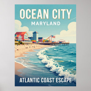 Póster Ocean City Maryland Paseo Turístico