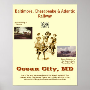 Póster Ocean City Maryland, Poster de viajes Vintage