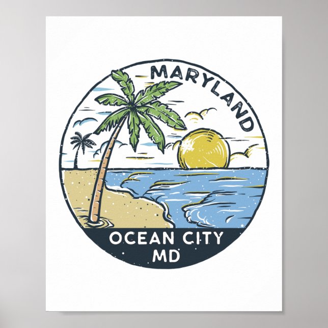 Póster Ocean City Maryland Vintage (Frente)