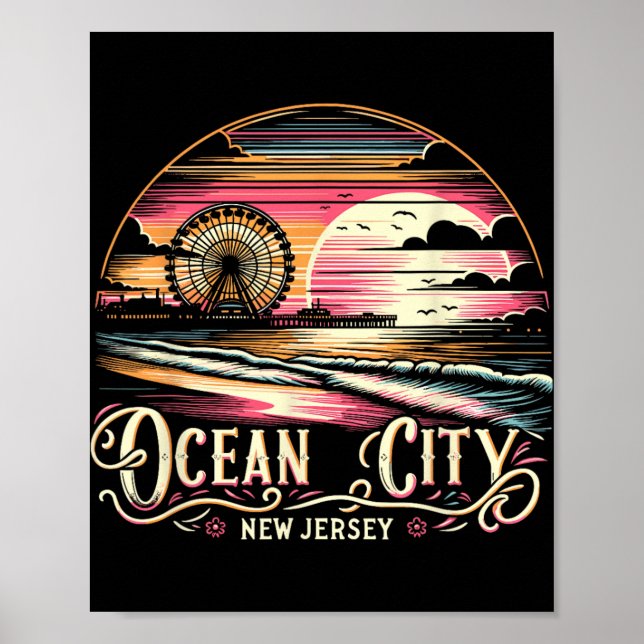 Póster Ocean City New Jersey Travel Summer Family Vacatio (Frente)