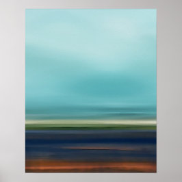 Póster Ocean Coast Beach Sky Landscape Blue Brown Green
