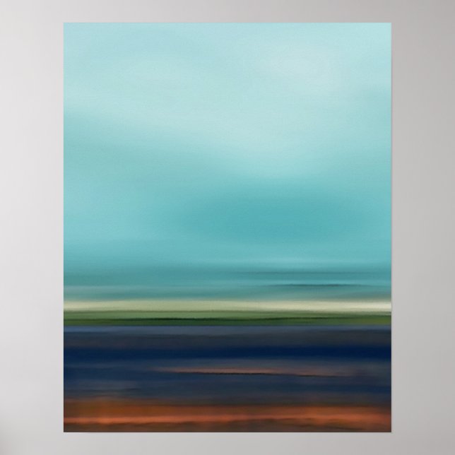 Póster Ocean Coast Beach Sky Landscape Blue Brown Green (Frente)
