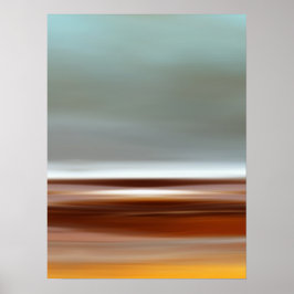 Póster Ocean Coast Beach Sky Landscape Blue Brown Gris