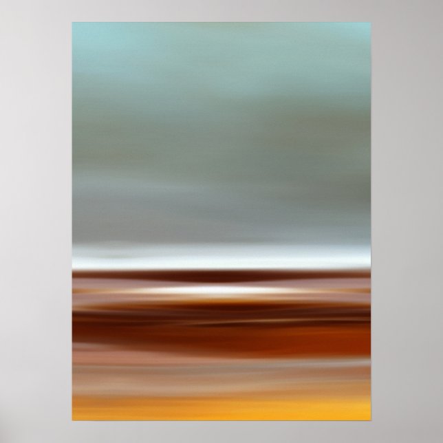 Póster Ocean Coast Beach Sky Landscape Blue Brown Gris (Frente)
