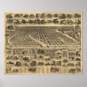 Póster Ocean Grove & Asbury Park 1897, NJ Panoramic Map