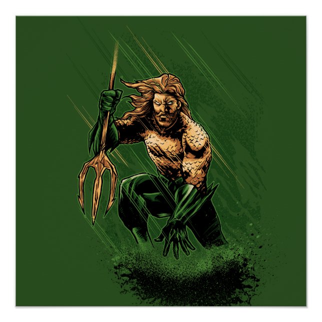 Póster Ocean King Trident Warrior Dynamic Comic Art (Anverso)