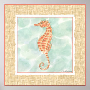 Póster Ocean Orange Seahorse
