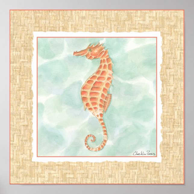 Póster Ocean Orange Seahorse (Frente)