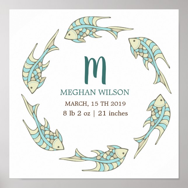 Póster Ocean Pastel | Poster de parto personalizado (Frente)