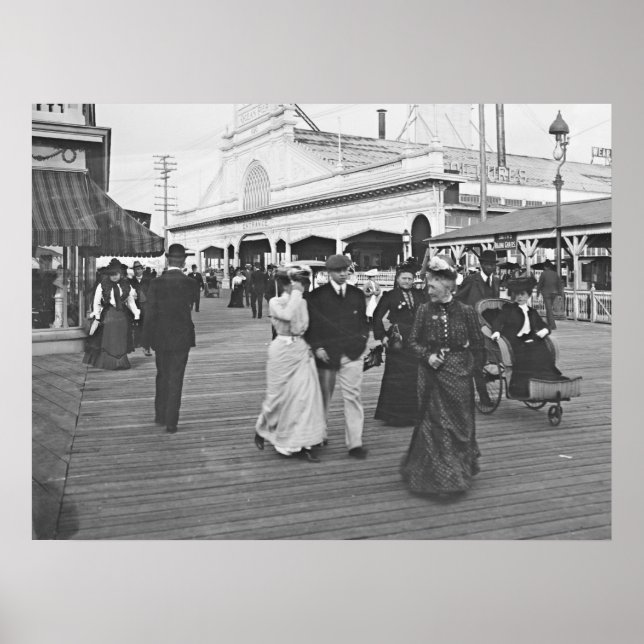 Póster Ocean Pier en Atlantic City 1902 (Frente)